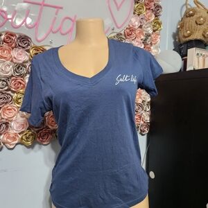 Salt Life Women's Navy V-Neck Logo Tee